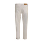 Brunello Cucinelli Beige Cotton Straight-Leg Jeans - Zeiniez