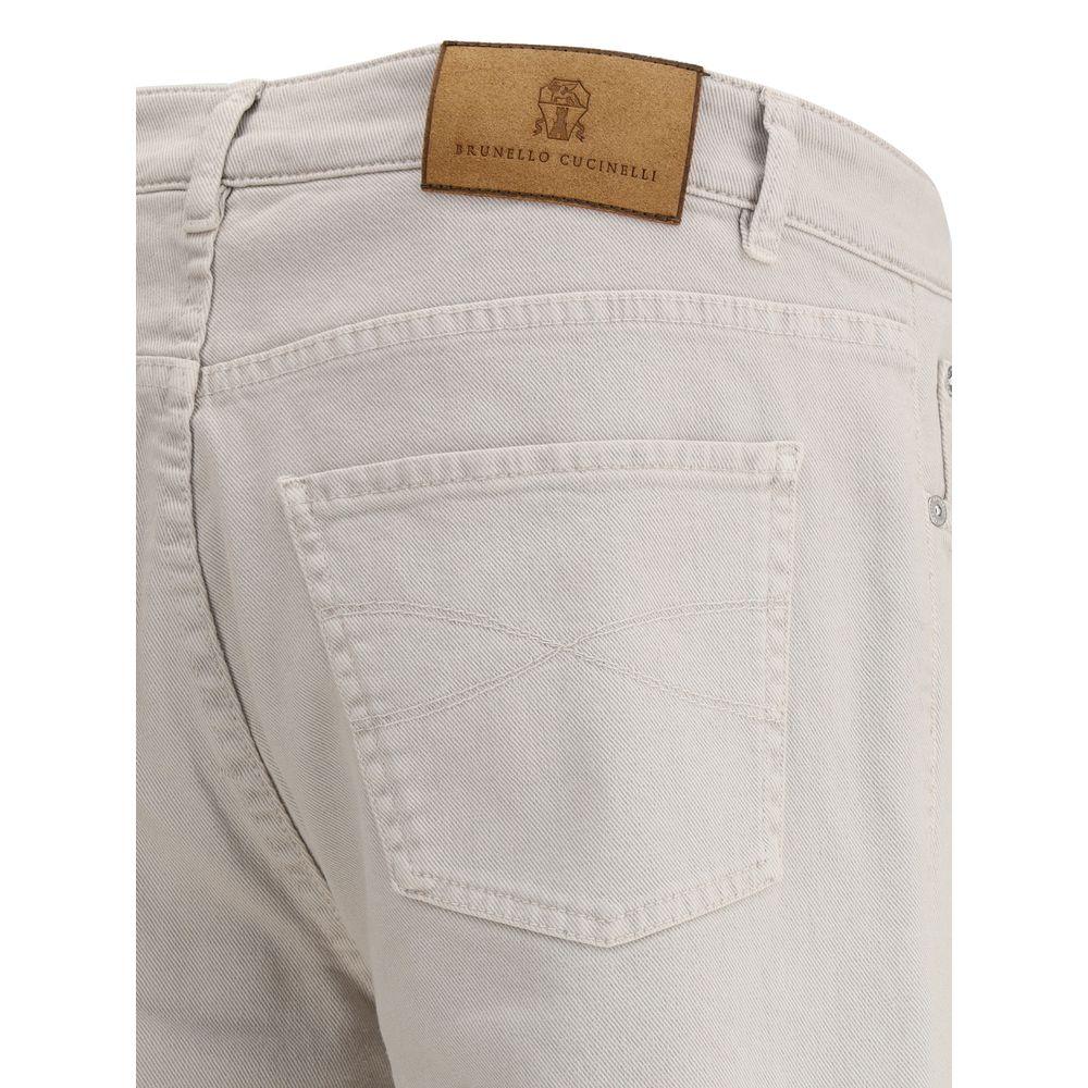 Brunello Cucinelli Beige Cotton Straight-Leg Jeans - Zeiniez