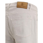 Brunello Cucinelli Beige Cotton Straight-Leg Jeans - Zeiniez