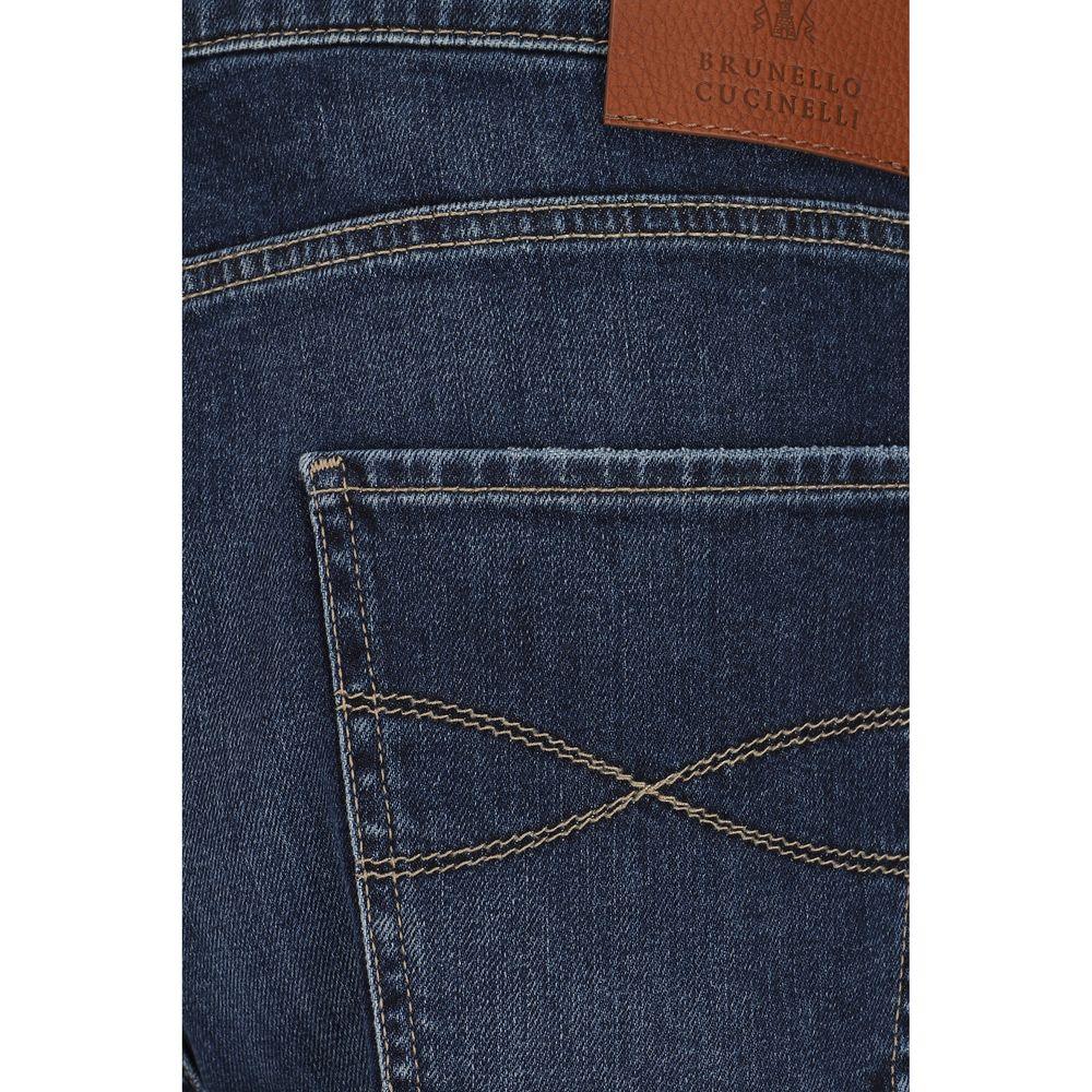 Brunello Cucinelli Blue Cotton Straight-Leg Jeans - Zeiniez