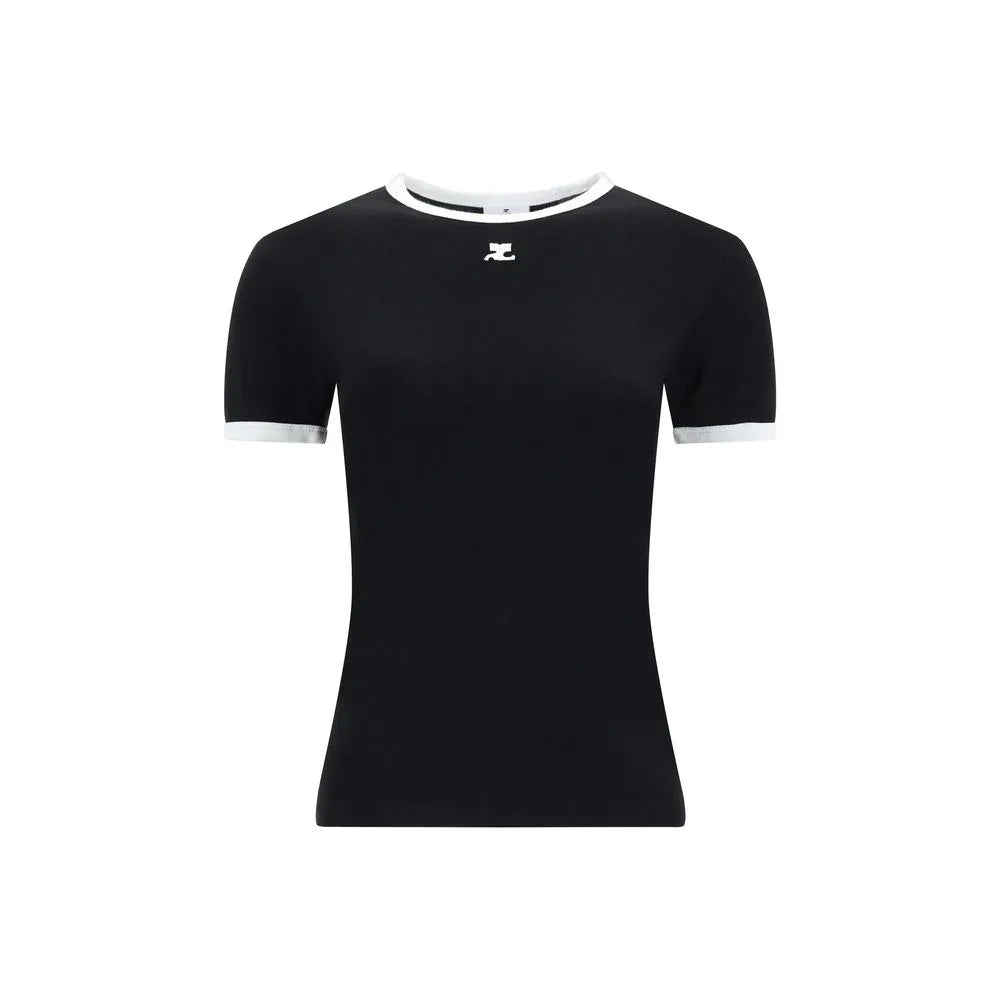 Courrèges Black Cotton T-Shirt - Zeiniez