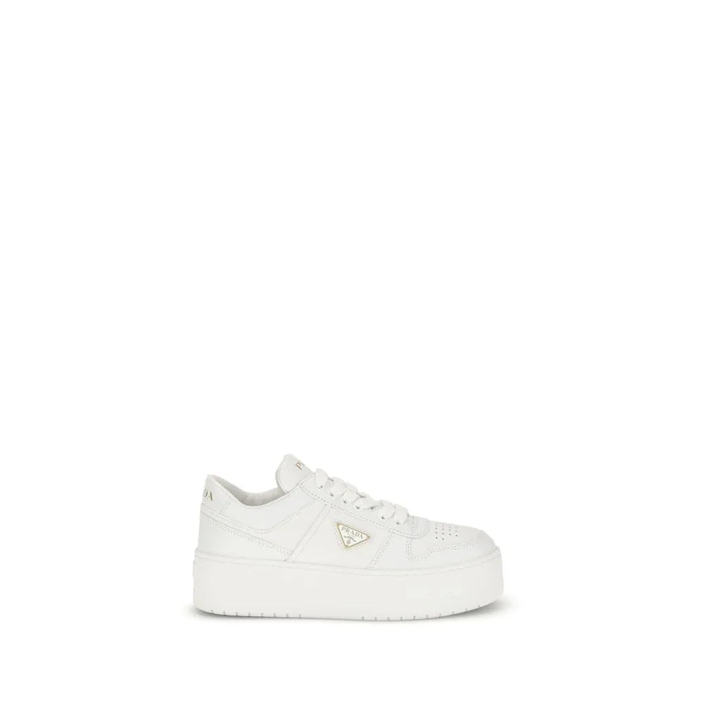 Prada White Calf Leather Bos Taurus Platform Sneakers - Zeiniez