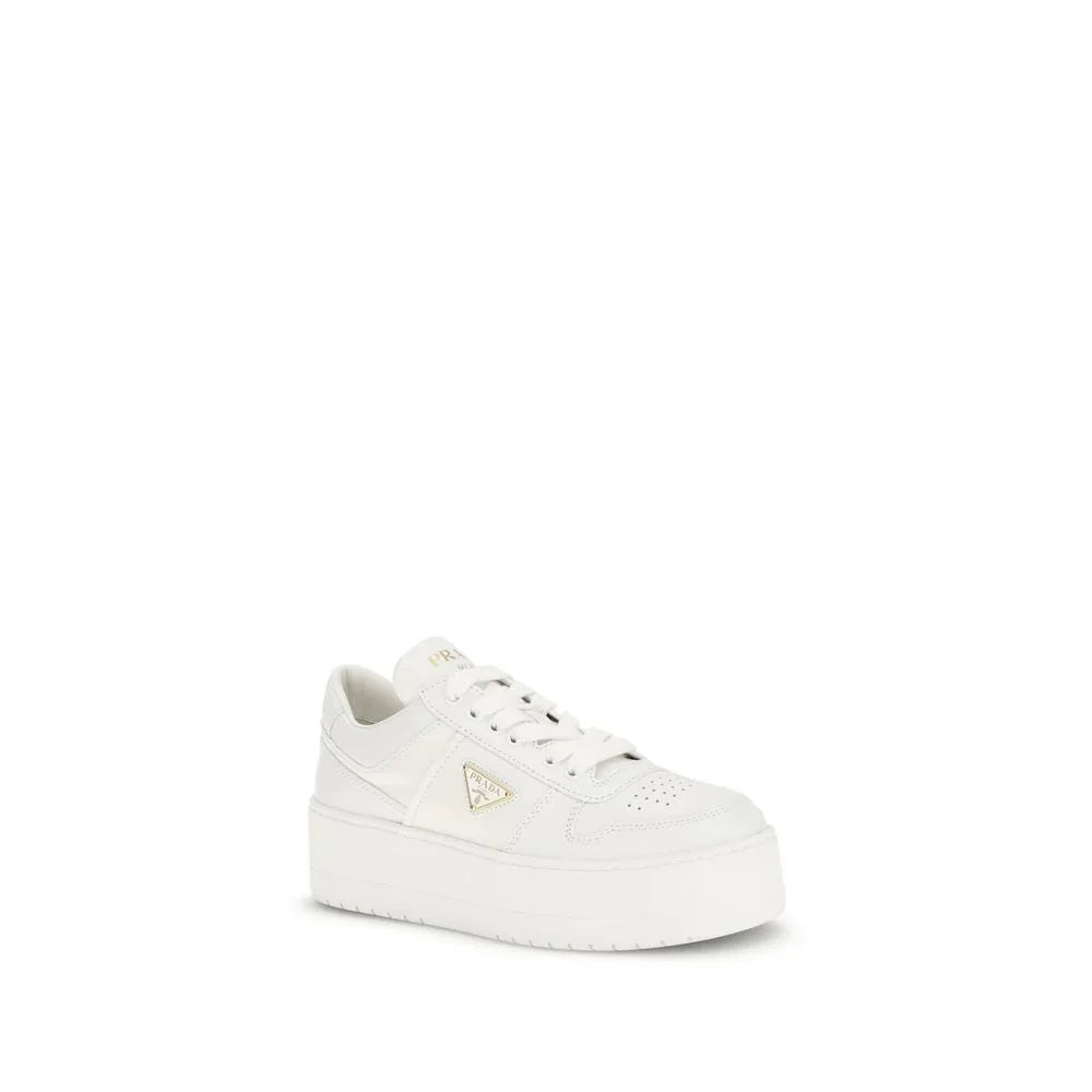 Prada White Calf Leather Bos Taurus Platform Sneakers - Zeiniez
