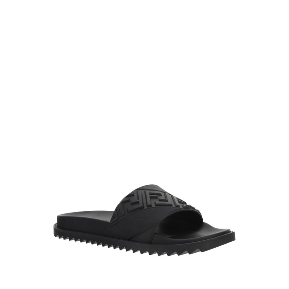 Fendi Black Rubber Flat Sandals Fendi
