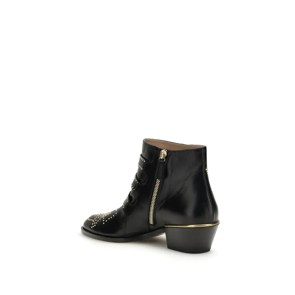 Chloé Black Calf Leather Bos Taurus Lace-Up Boots - Zeiniez