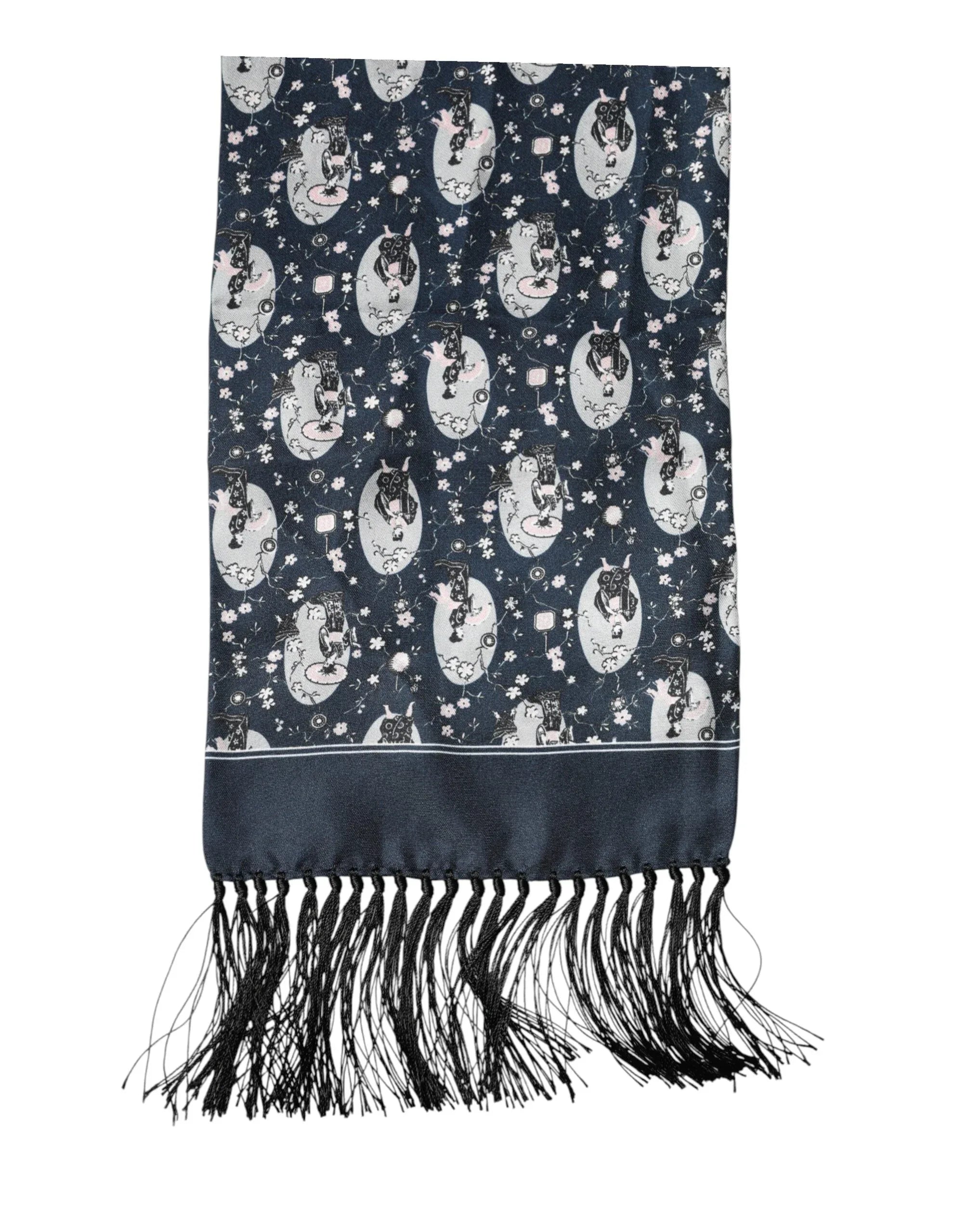 Dolce & Gabbana Navy Blue Silk Neck Wrap Shawl Men Scarf - Zeiniez