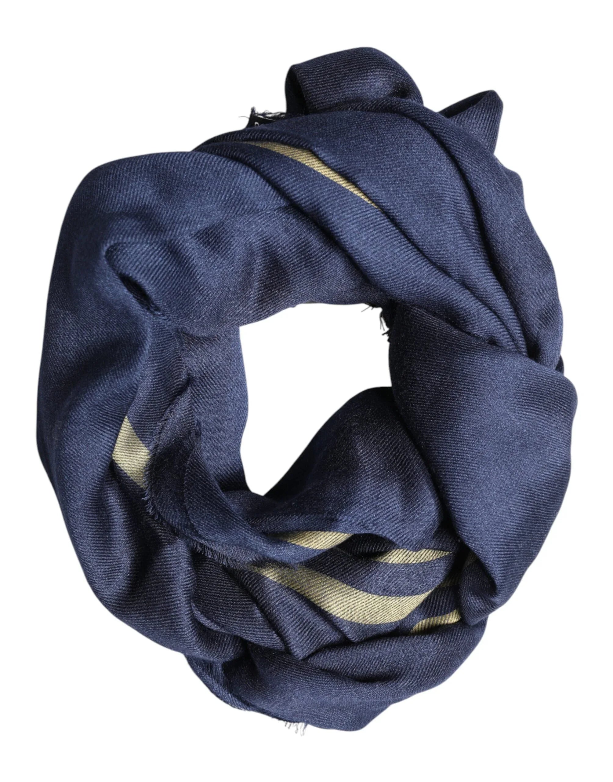 Dolce & Gabbana Blue Cashmere Neck Wrap Shawl Fringes Scarf - Zeiniez