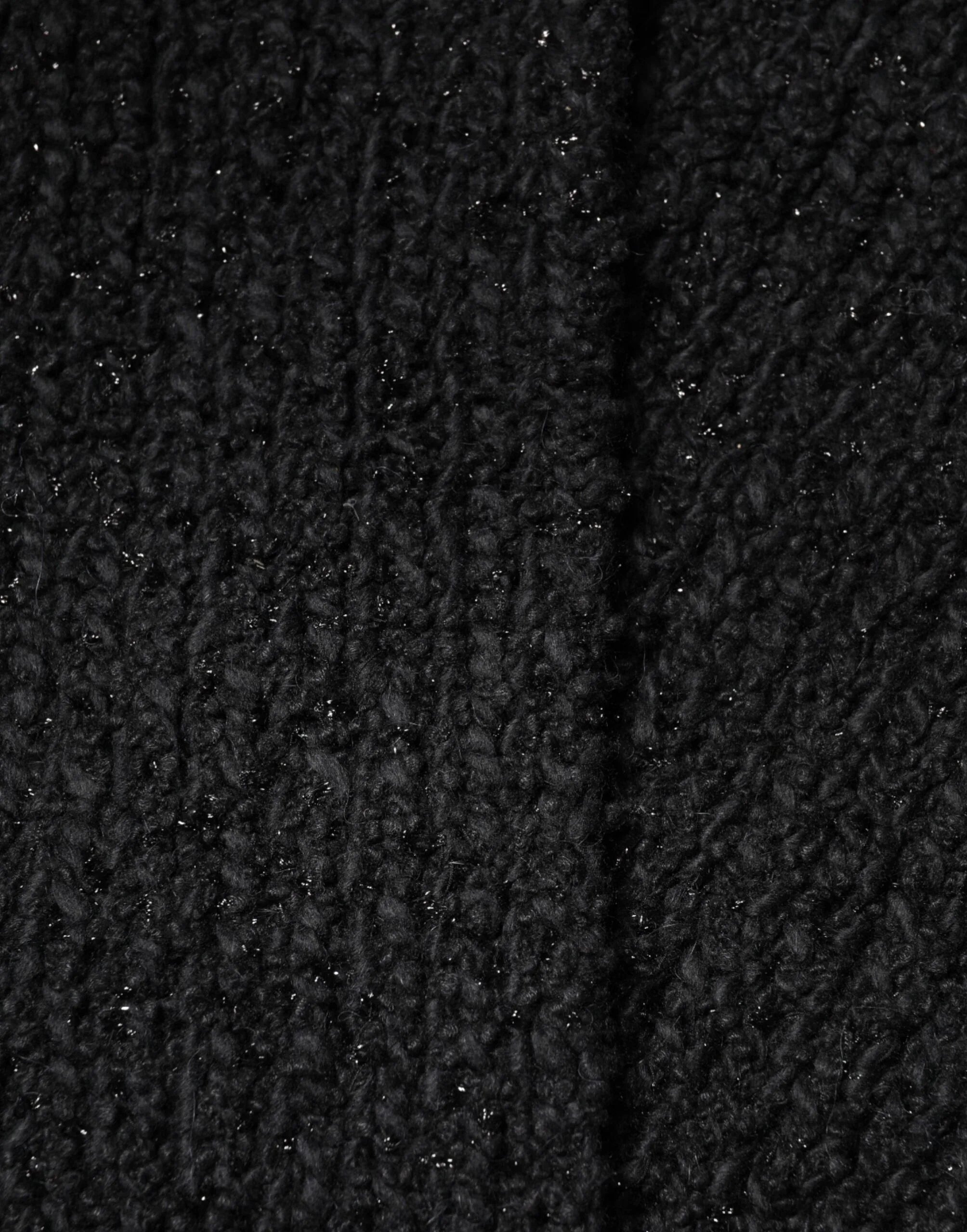 Dolce & Gabbana Black Cashmere Knit Shawl Fringes Scarf - Zeiniez