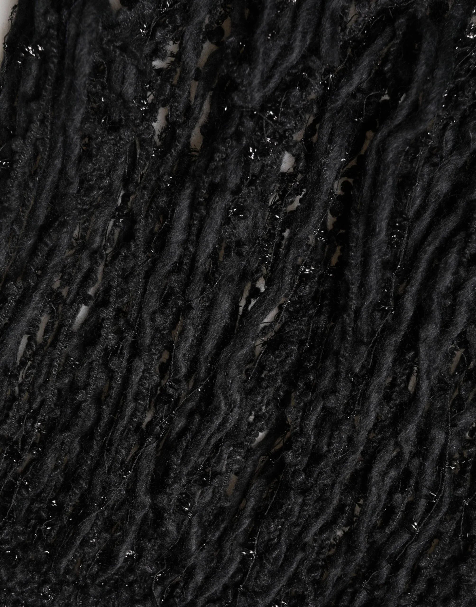 Dolce & Gabbana Black Cashmere Knit Shawl Fringes Scarf - Zeiniez