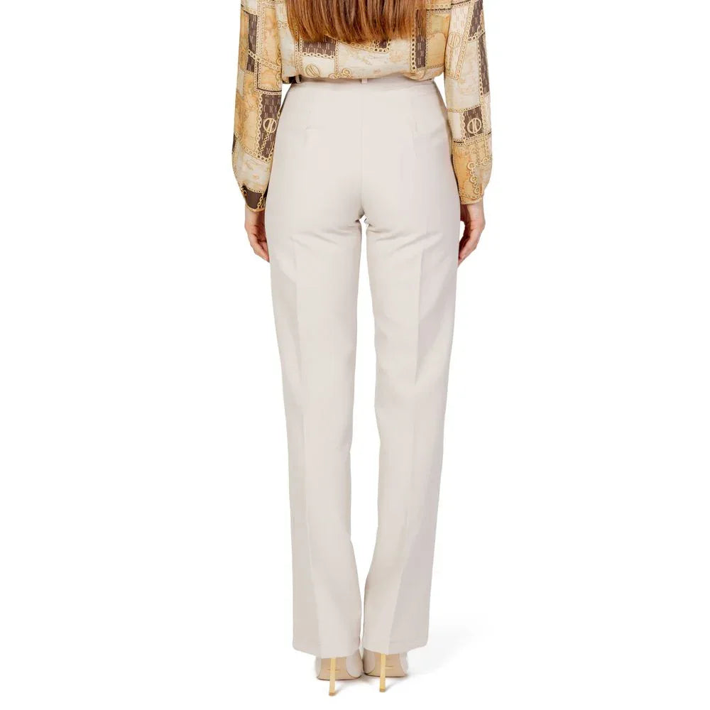 Hanny Deep Beige Elastane Casual Pants - Zeiniez
