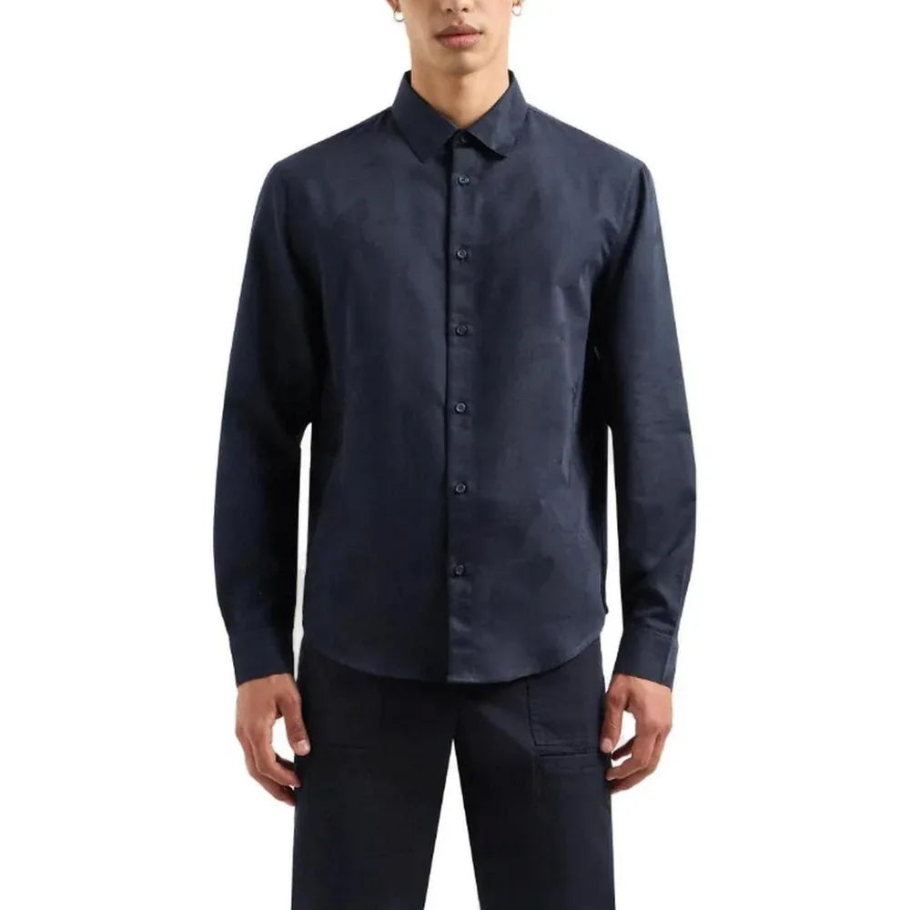 Armani Exchange Blue Cotton Dress Shirt - Zeiniez