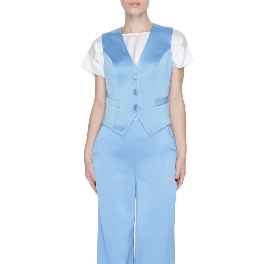 Silence Blue Polyester Waistcoat - Zeiniez