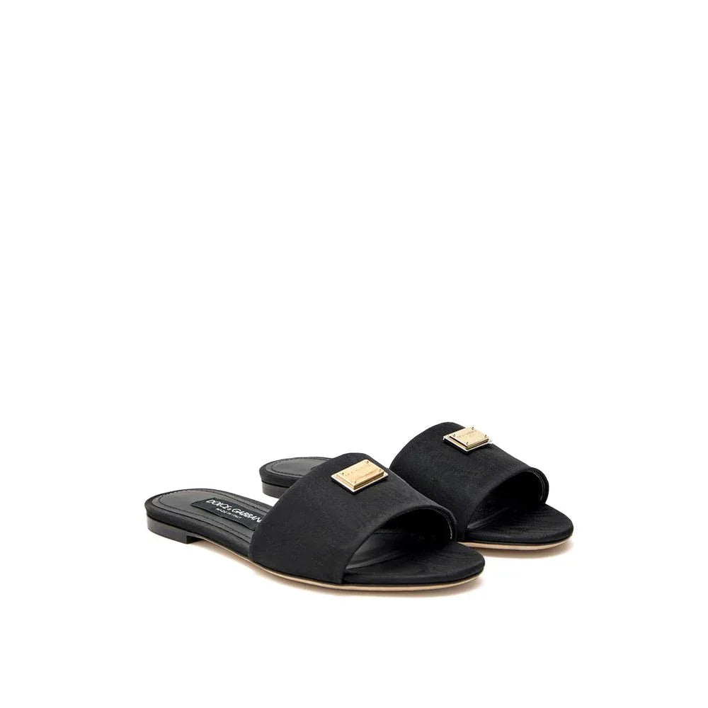 Dolce & Gabbana Black Polyester Slippers - Zeiniez