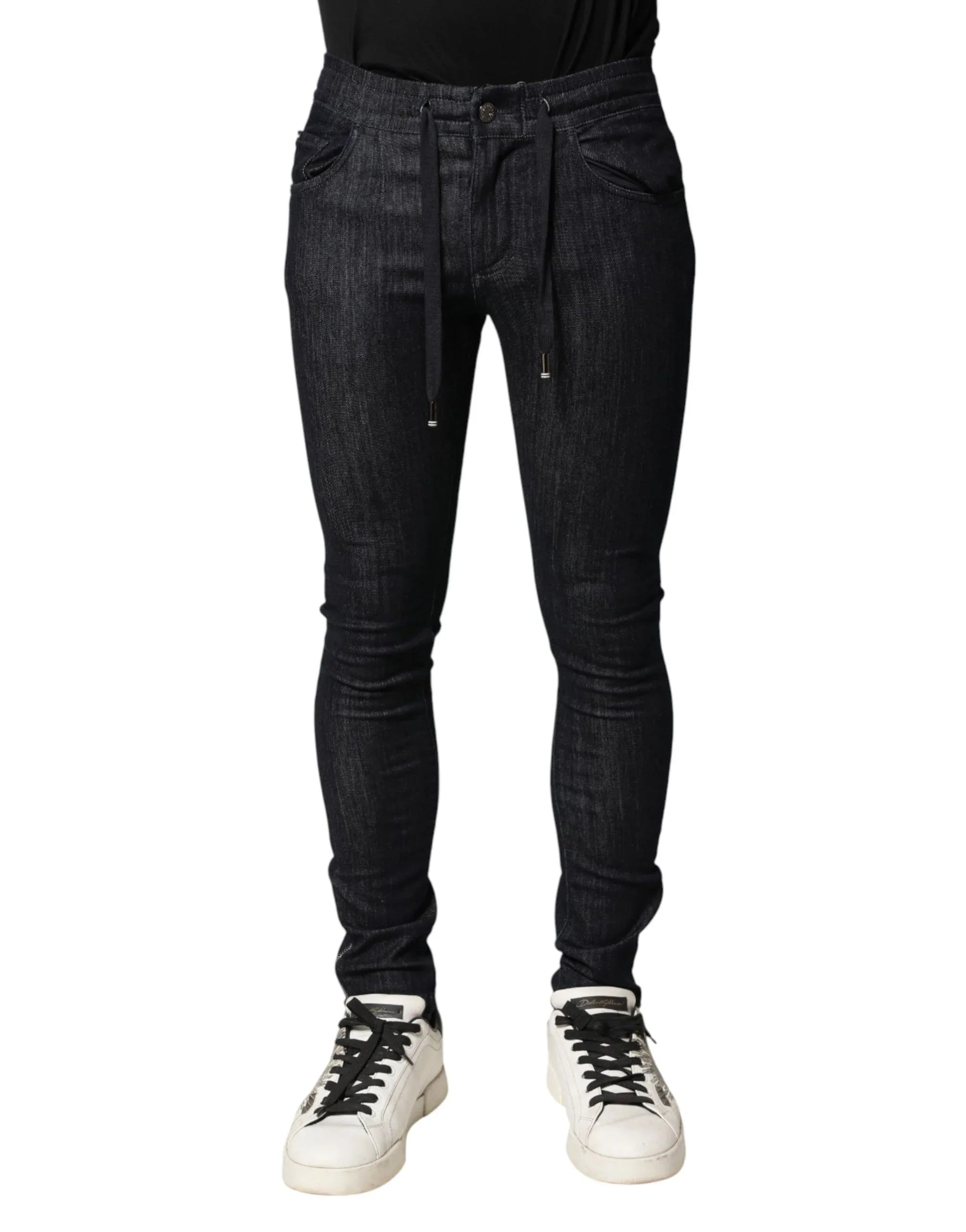 Dolce & Gabbana Black Cotton Stretch Skinny Denim Men Jeans - Zeiniez