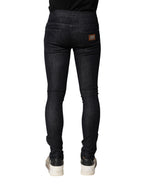 Dolce & Gabbana Black Cotton Stretch Skinny Denim Men Jeans