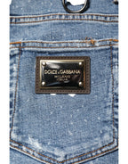 Dolce & Gabbana Blue Embellished Cotton Skinny Denim Jeans - Zeiniez