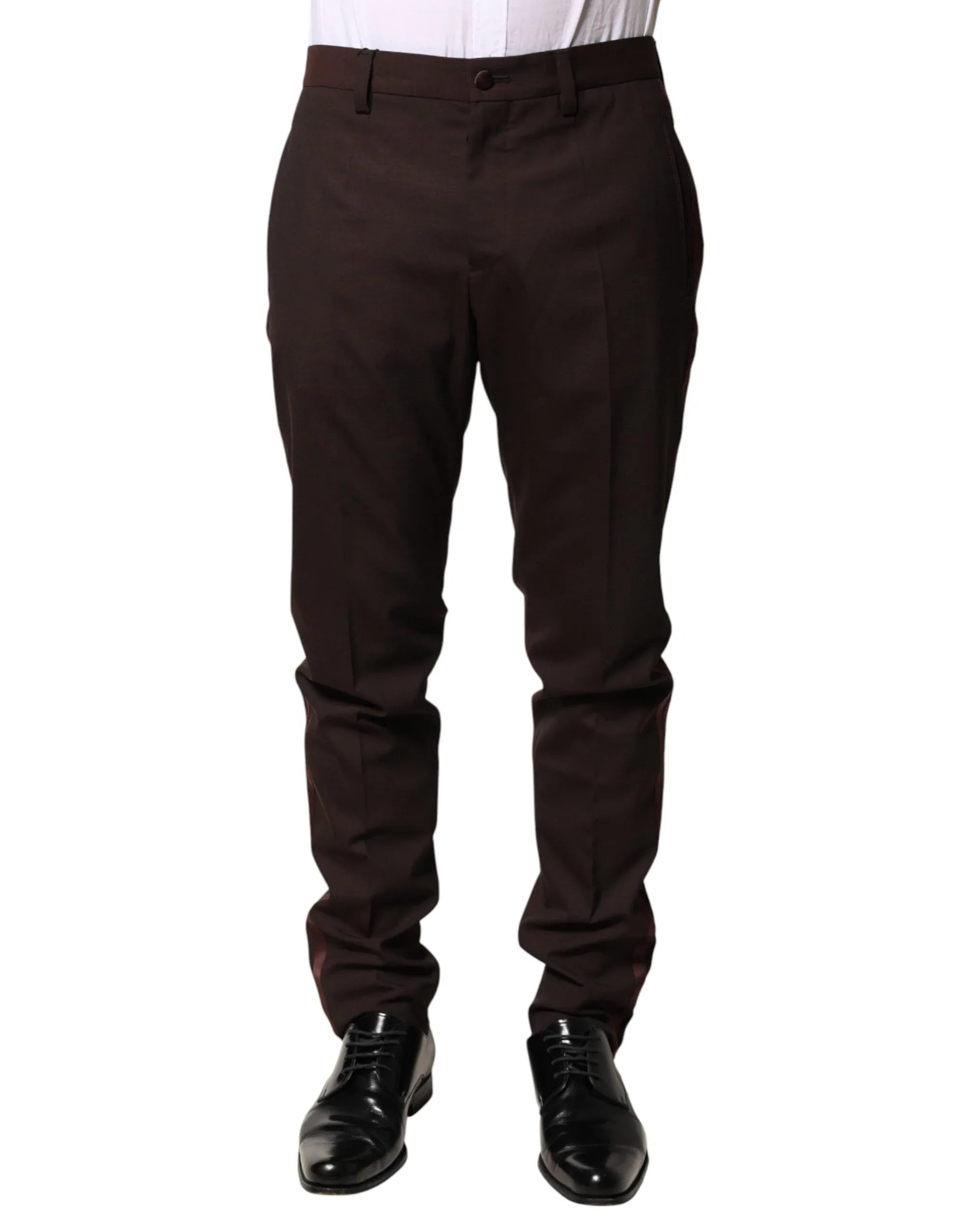 Dolce & Gabbana Brown Polyester Men Dress Trousers Pants - Zeiniez
