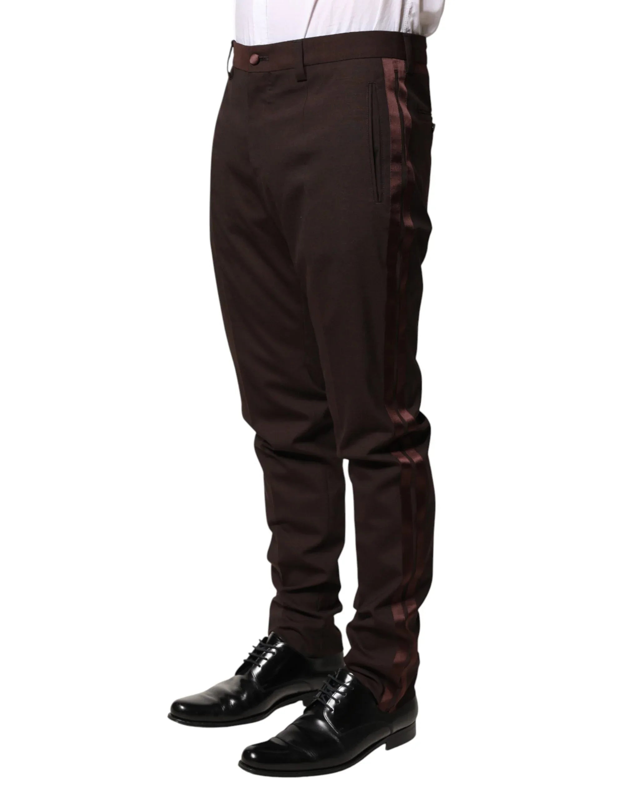 Dolce & Gabbana Brown Polyester Men Dress Trousers Pants - Zeiniez