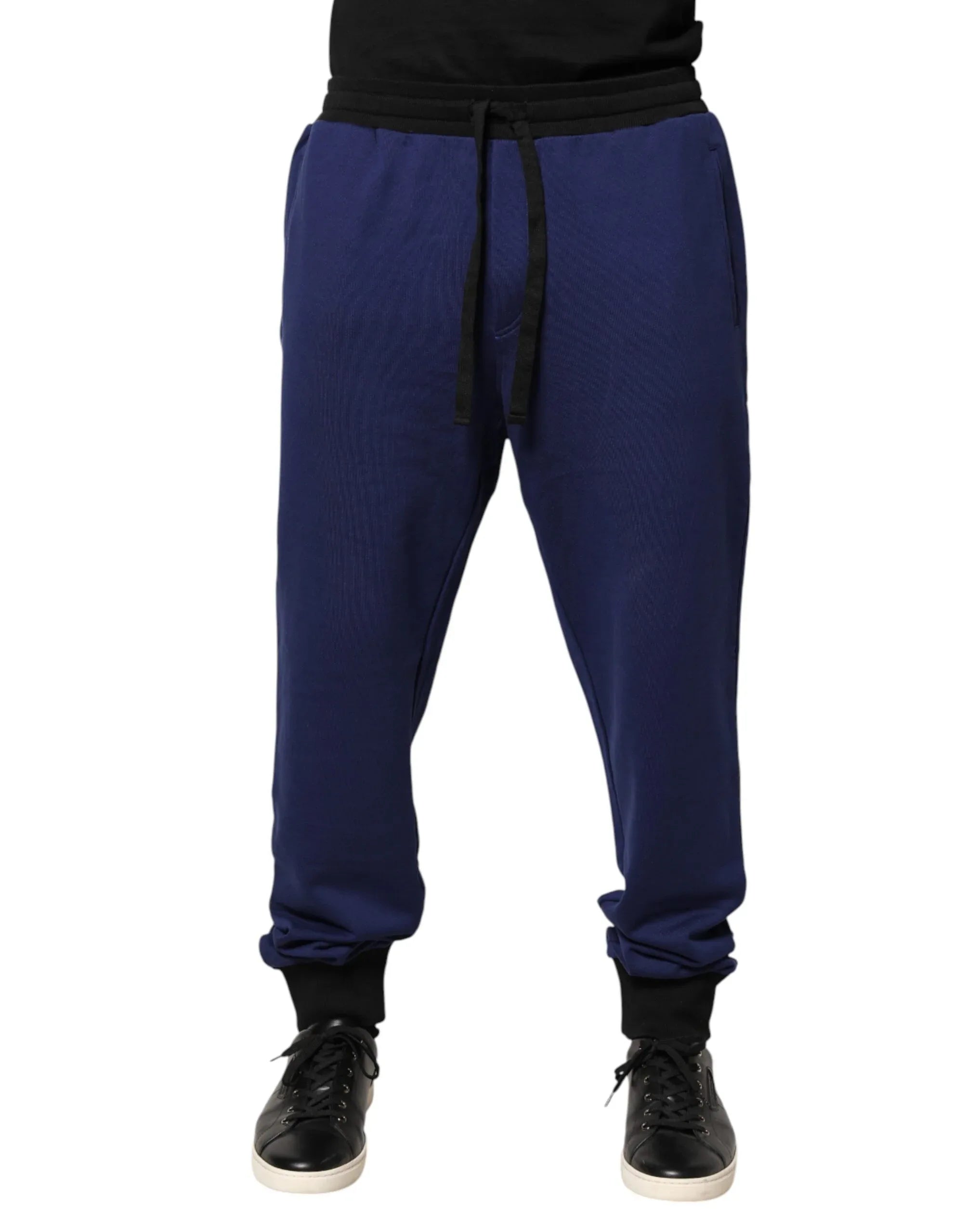 Dolce & Gabbana Blue Cotton Mid Waist Jogger Trousers Pants - Zeiniez