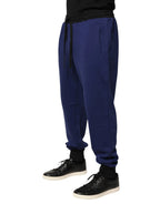 Dolce & Gabbana Blue Cotton Mid Waist Jogger Trousers Pants - Zeiniez