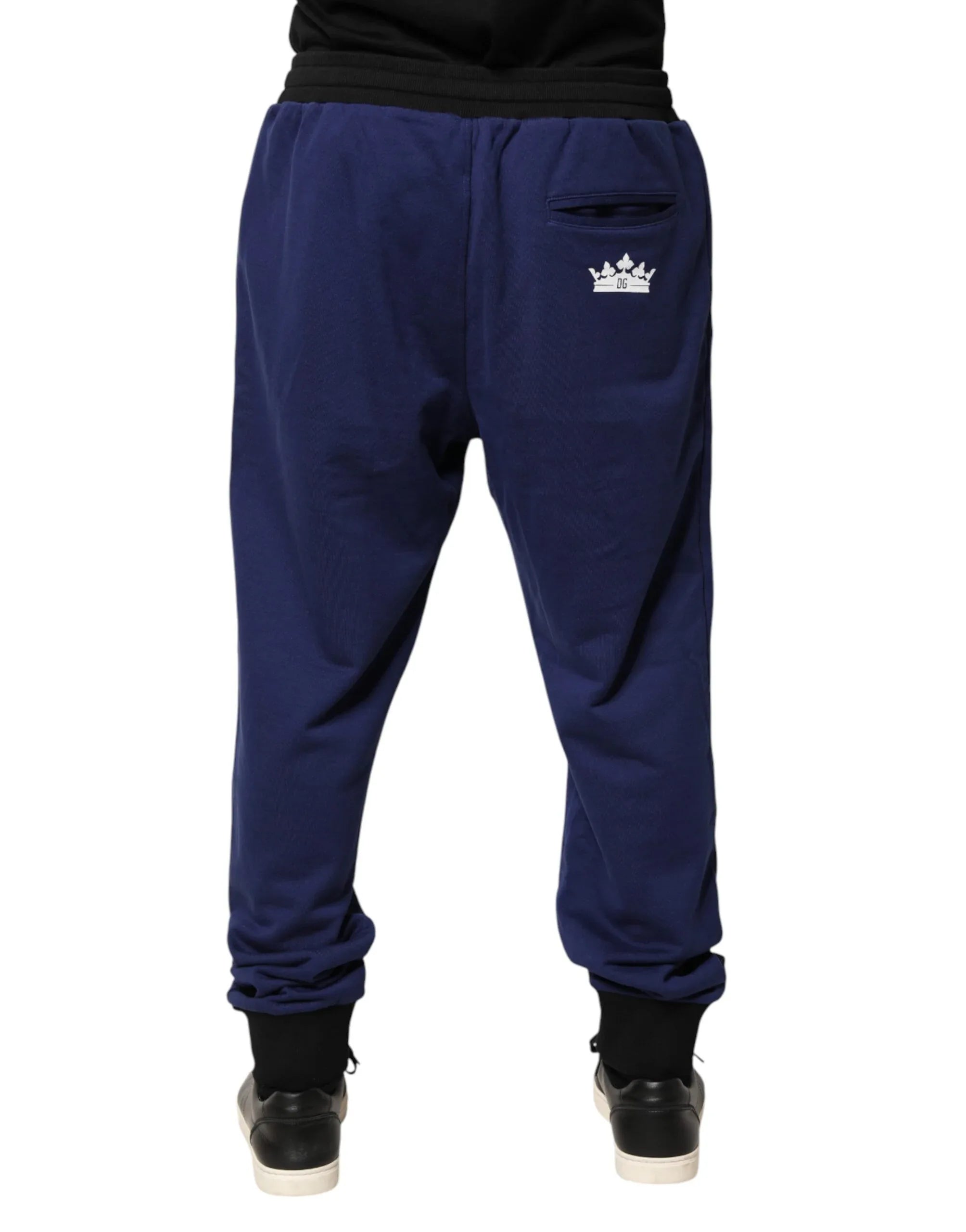 Dolce & Gabbana Blue Cotton Mid Waist Jogger Trousers Pants - Zeiniez