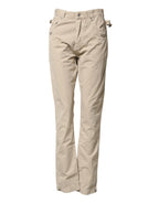 Daniele Alessandrini Beige Cotton Mid Waist Straight Men Denim Jeans - Zeiniez