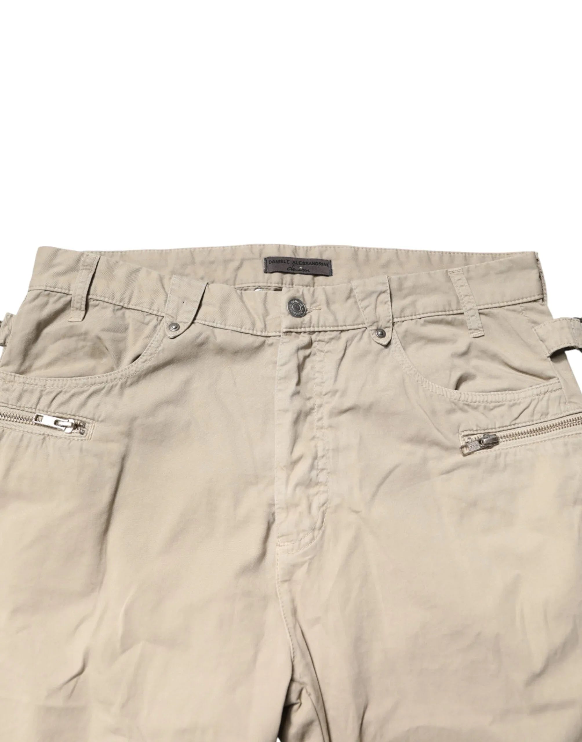 Daniele Alessandrini Beige Cotton Mid Waist Straight Men Denim Jeans - Zeiniez