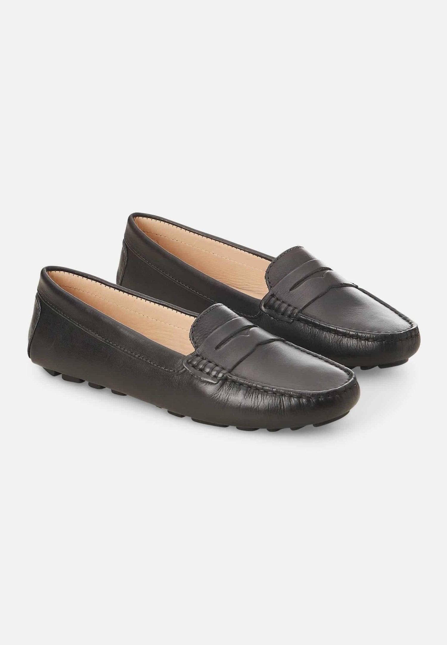 Mangará Atelier Black Calf Leather Penny Loafers – Women’S Classic Driving Shoes Mangará Atelier