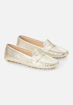 Mangará Atelier Gold Calf Leather Penny Loafers – Women’S Classic Driving Shoes Mangará Atelier