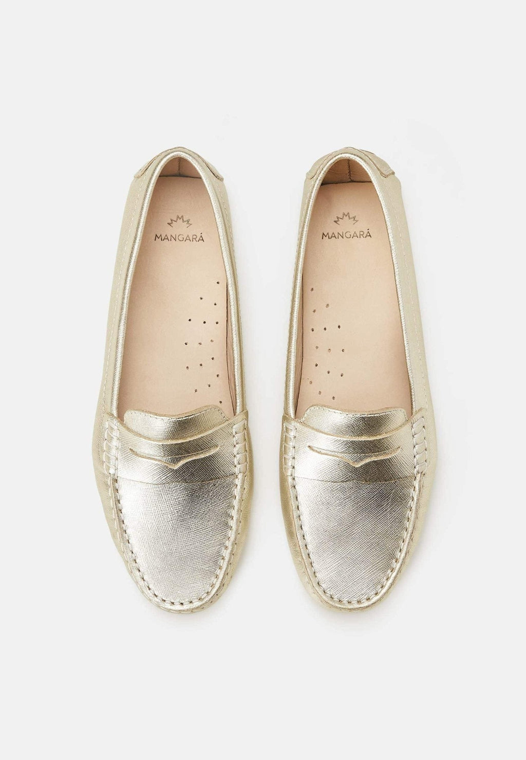 Mangará Atelier Gold Calf Leather Penny Loafers – Women’S Classic Driving Shoes Mangará Atelier