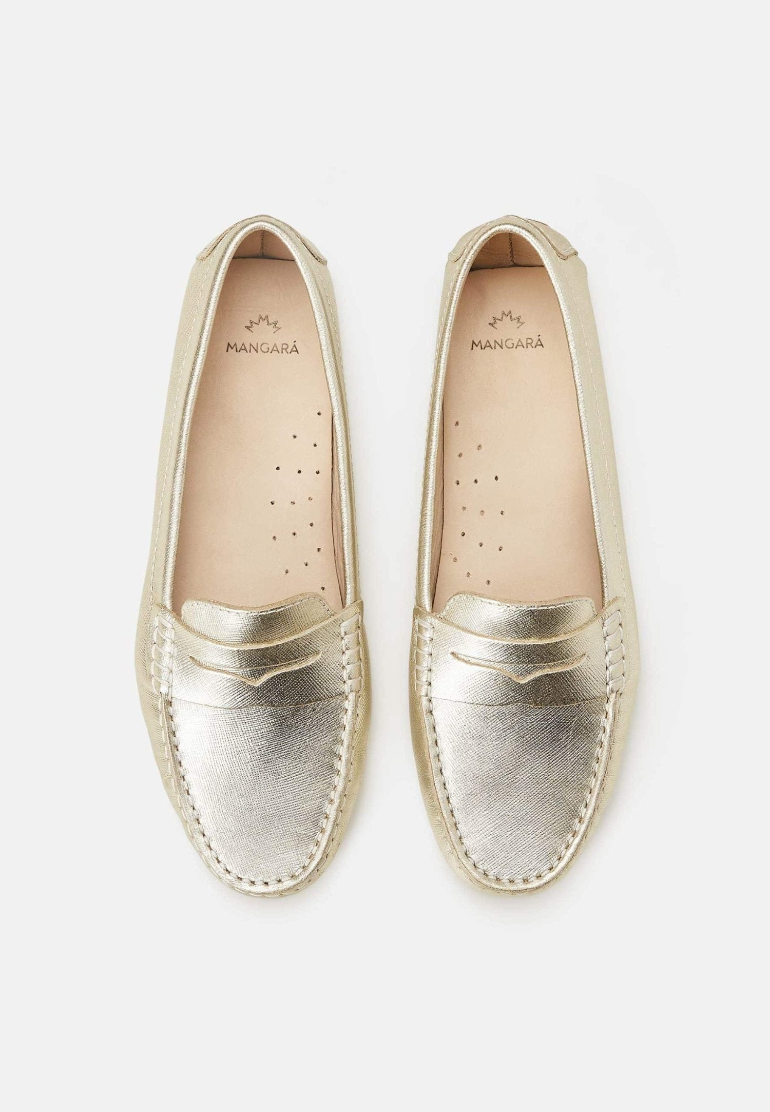 Mangará Atelier Gold Calf Leather Penny Loafers – Women’S Classic Driving Shoes Mangará Atelier