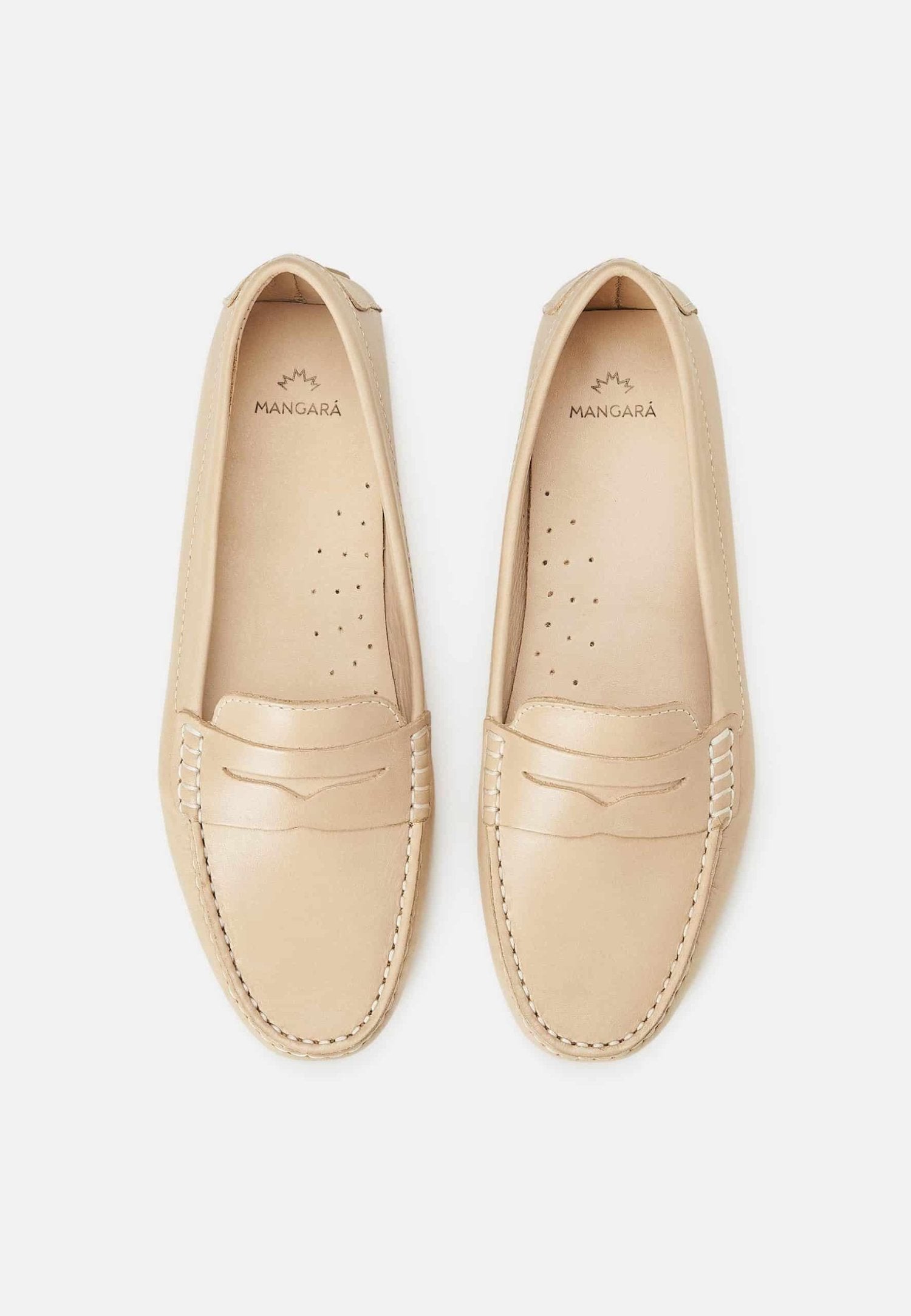 Mangará Atelier Beige Calf Leather Penny Loafers – Women’S Classic Driving Shoes Mangará Atelier