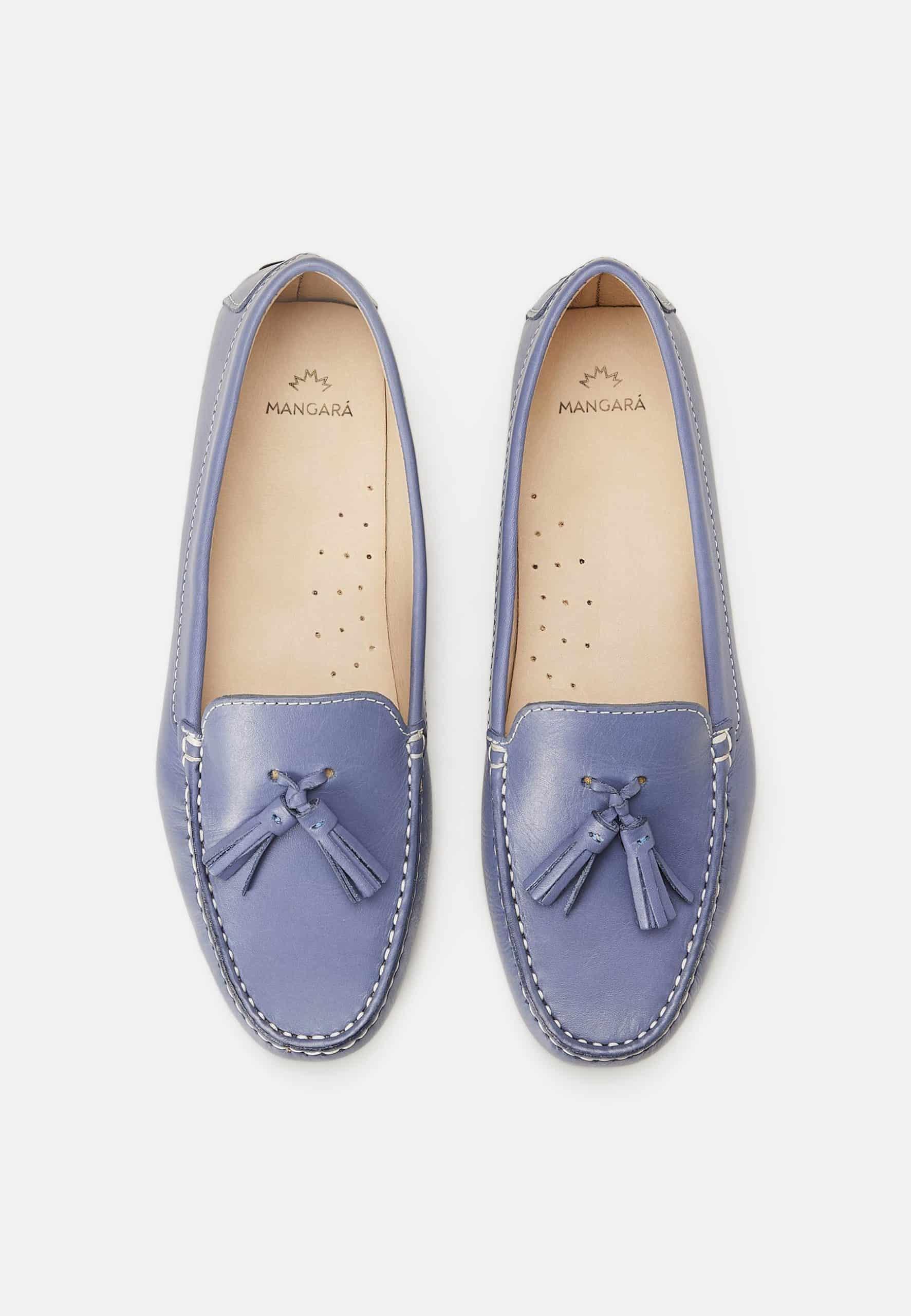 Mangará Atelier Blue Calf Leather Loafers – Women’S Driving Moccasins With Tassel Detail Mangará Atelier