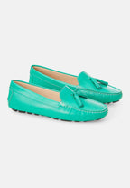 Mangará Atelier Green Calf Leather Loafers – Women’S Driving Moccasins With Tassel Detail Mangará Atelier