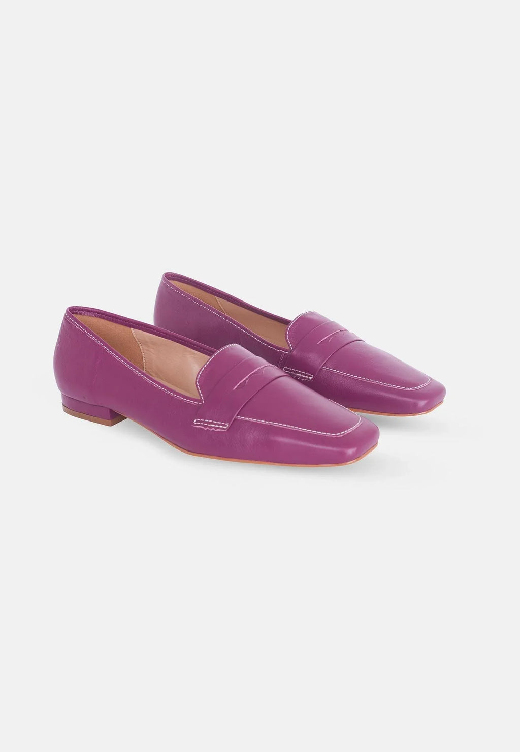 Mangará Atelier Purple Leather Flats Cipó – Women’S Square-Toe Loafers - Zeiniez