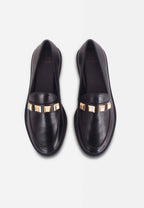 Mangará Atelier Black Calf Leather Loafers – Elegant Women’S Flat Shoes With Metal Stud Detail Mangará Atelier