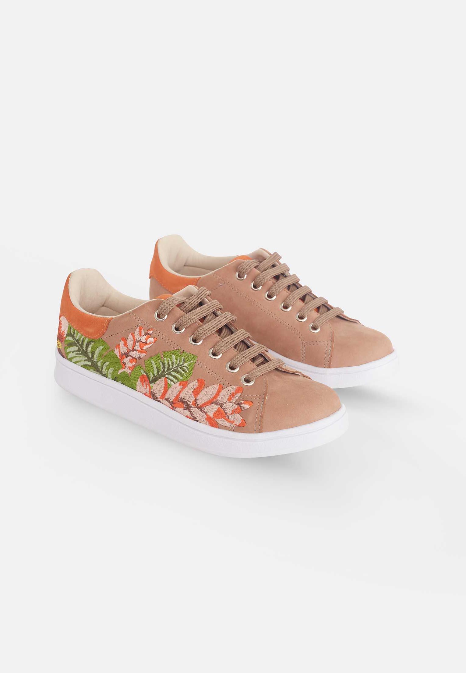 Mangará Atelier Floral Embroidered Suede Sneakers For Women Mangará Atelier