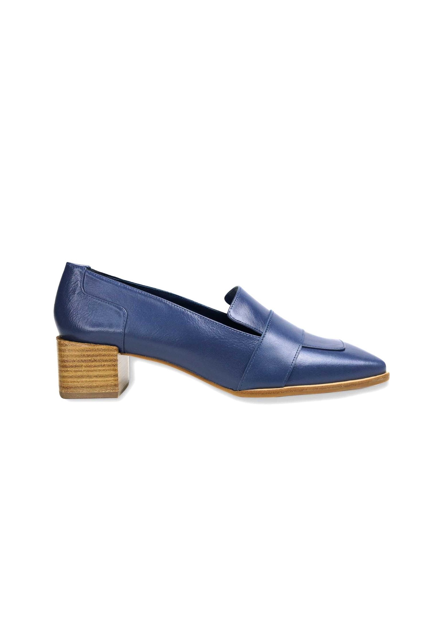 Mangará Atelier Blue Calf Leather Loafers Louro – Women’S 4cm Block Heel Mangará Atelier
