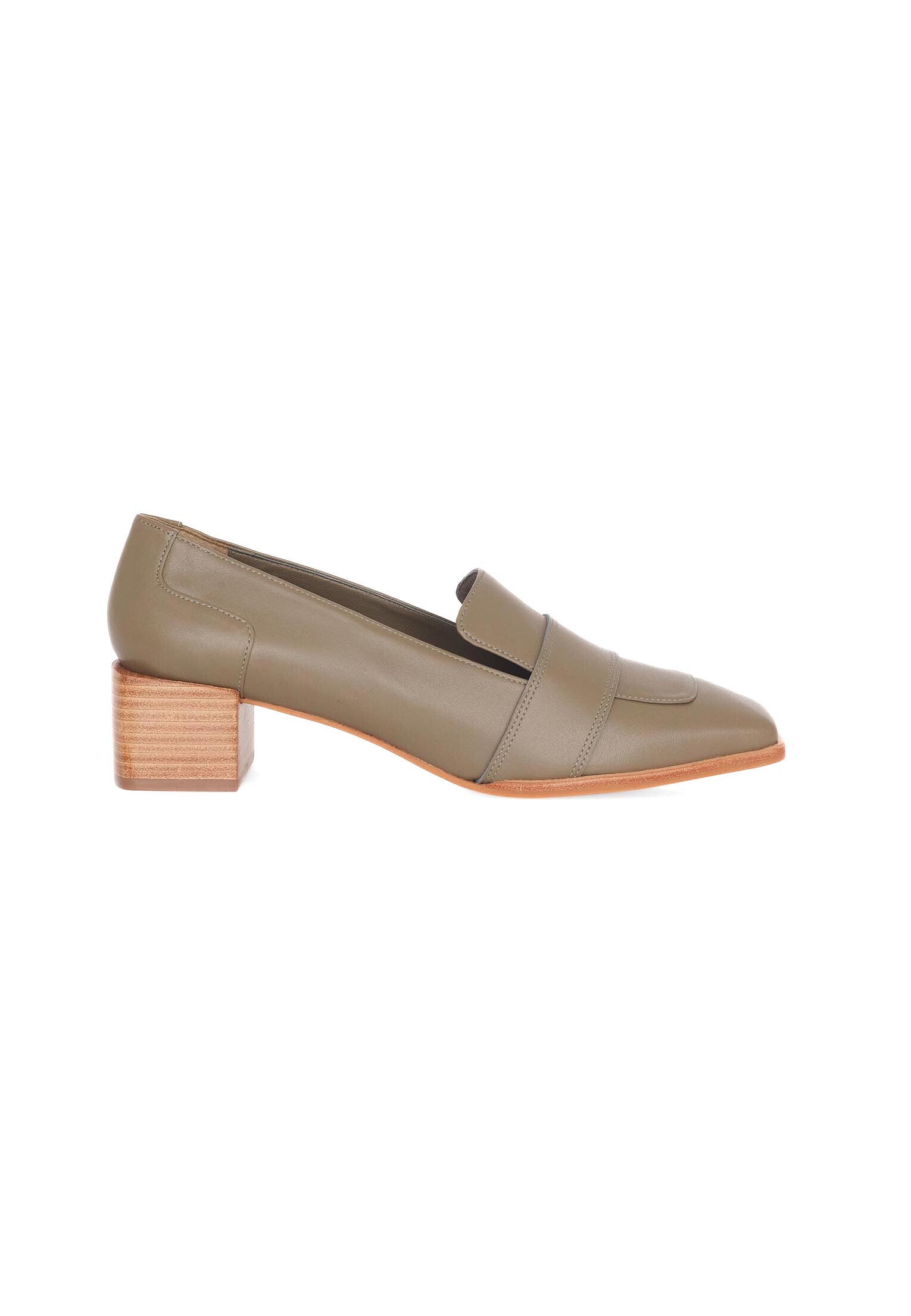Mangará Atelier Green Calf Leather Loafers Louro – Women’S 4cm Block Heel Mangará Atelier