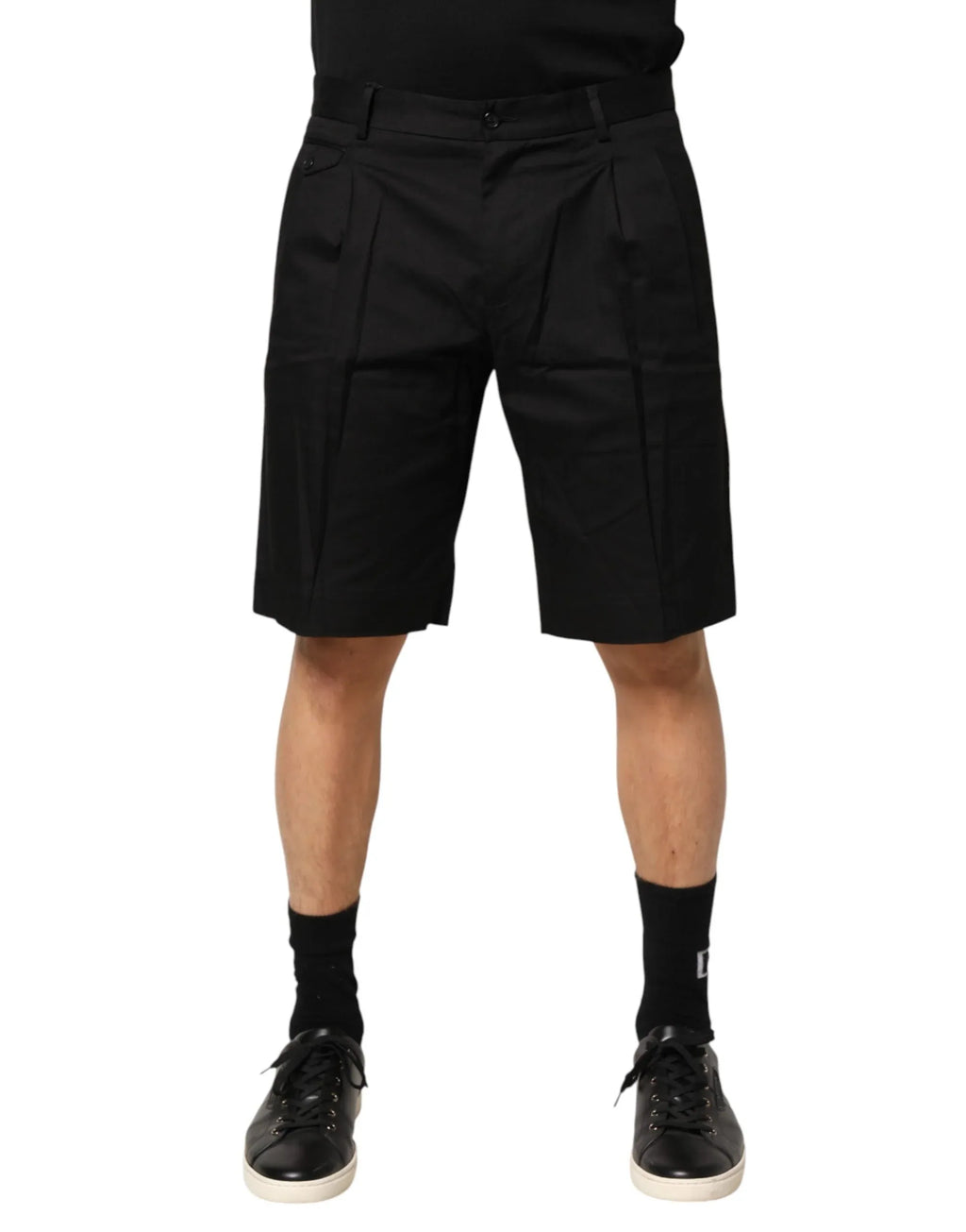 Dolce & Gabbana Black Cotton Stretch Mid Wasit Bermuda Shorts - Zeiniez