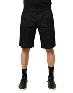 Dolce & Gabbana Black Cotton Stretch Mid Wasit Bermuda Shorts - Zeiniez