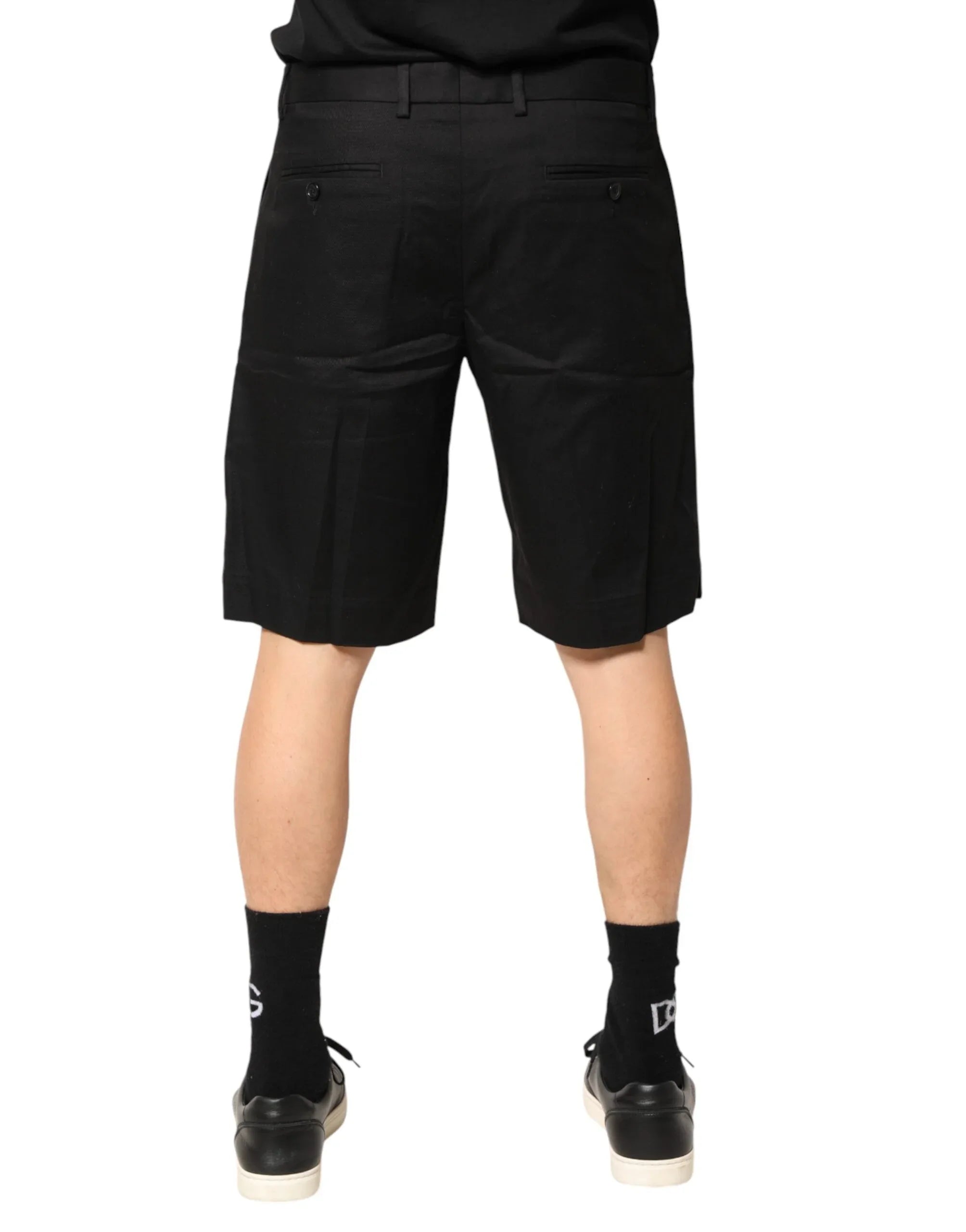 Dolce & Gabbana Black Cotton Stretch Mid Wasit Bermuda Shorts - Zeiniez