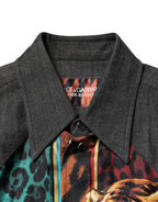 Dolce & Gabbana Multicolor Tiger Leopard Print Silk Men Shirt - Zeiniez
