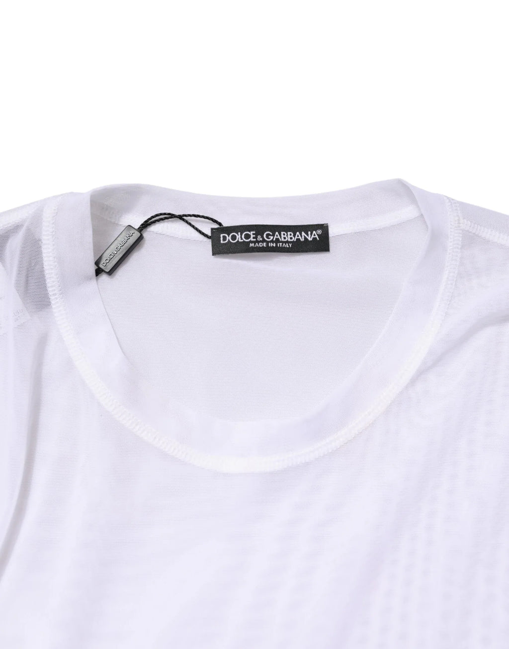 Dolce & Gabbana White Nylon Long Sleeves Crewneck T-Shirt - Zeiniez