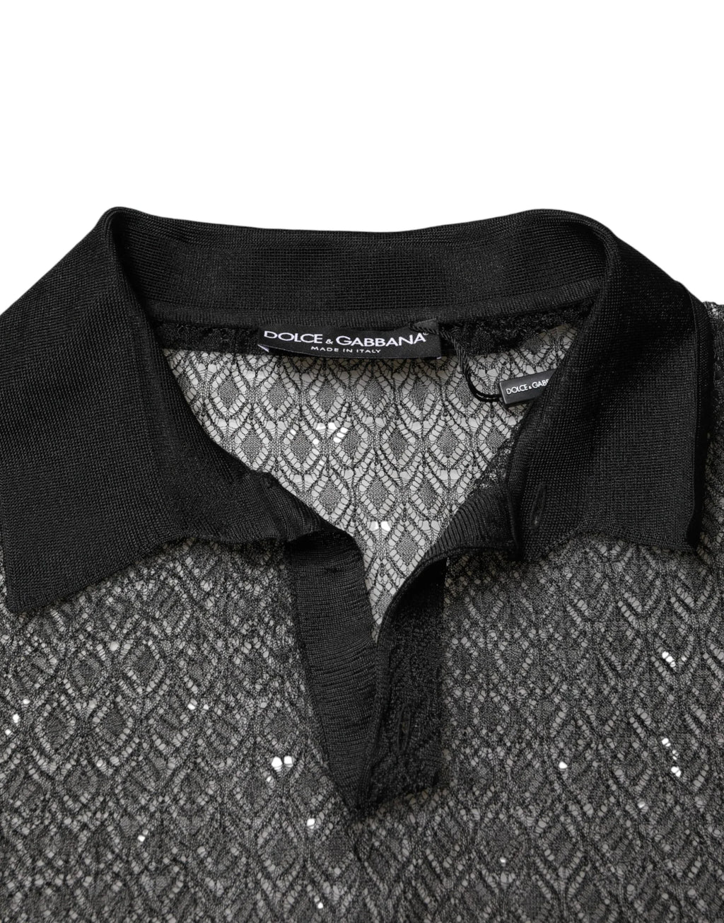 Dolce & Gabbana Black Sheer Short Sleeves Casual Polo Top - Zeiniez