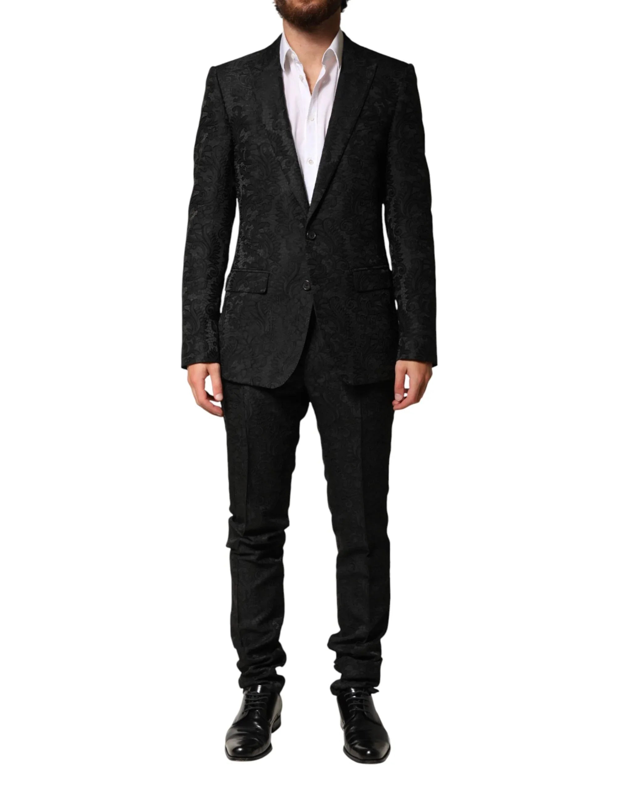 Dolce & Gabbana Black Brocade Single Breasted 2 Piece Suit - Zeiniez
