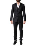 Dolce & Gabbana Black Wool Single Breasted 3 Piece Men Suit - Zeiniez