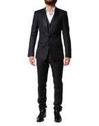 Dolce & Gabbana Blue Wool Single Breasted 3 Piece Men Suit