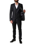 Dolce & Gabbana Black Wool Single Breasted 3 Piece Men Suit - Zeiniez