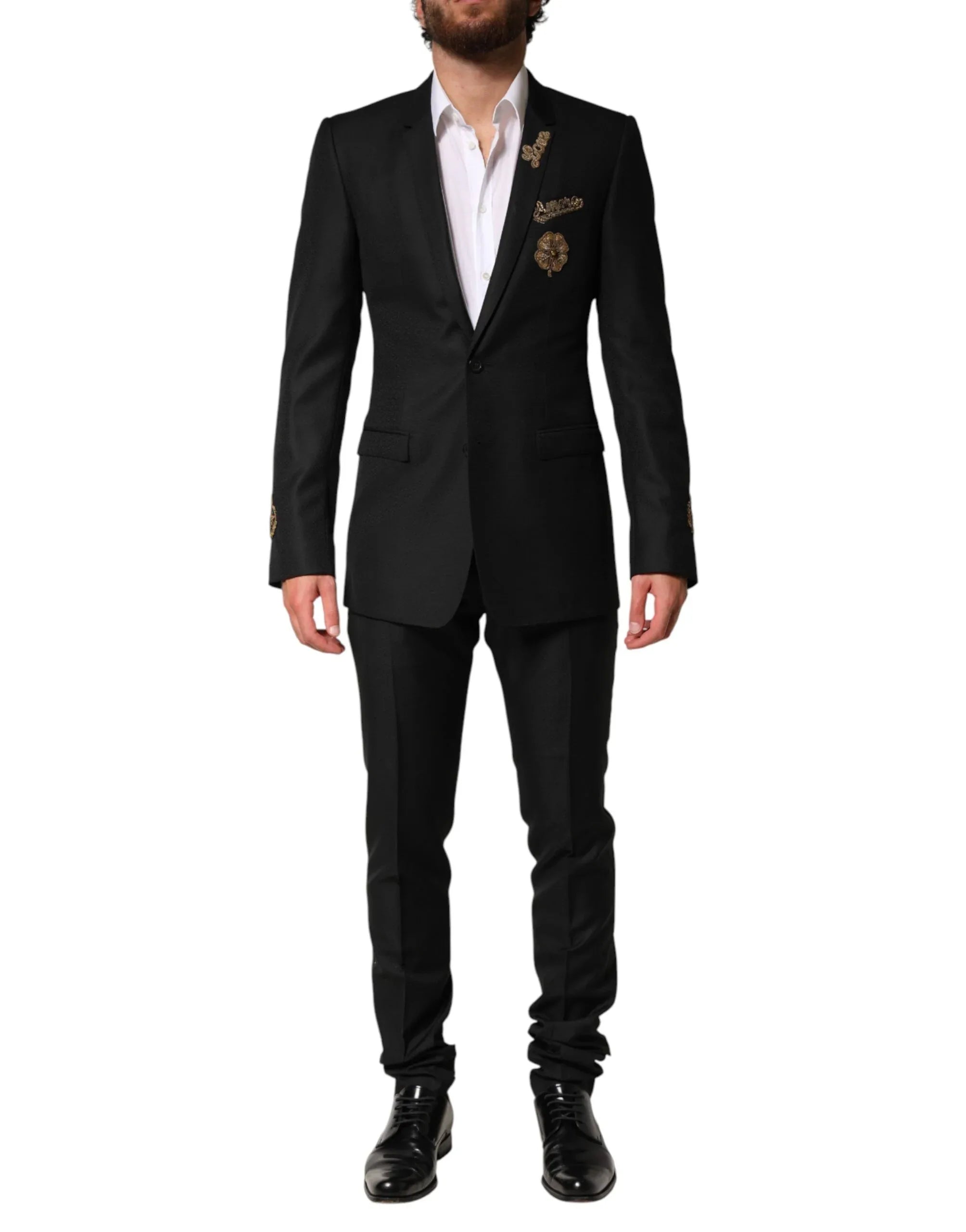 Dolce & Gabbana Black Embellished Single Breasted 2 Pc Suit - Zeiniez